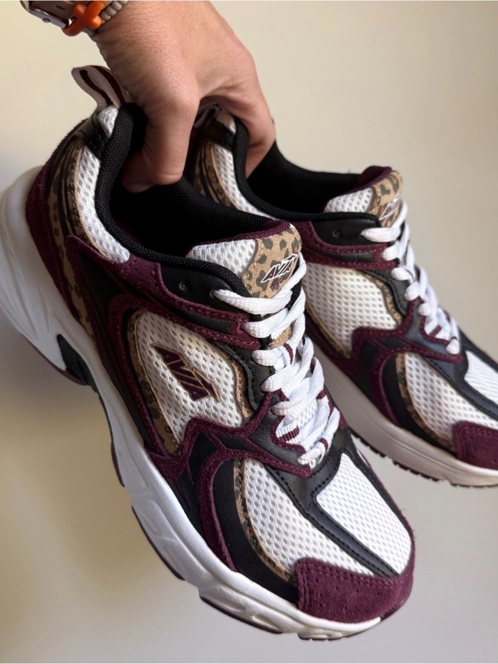 Avia Athletic Women's Leopard, Burgundy & White Sneakers size 7